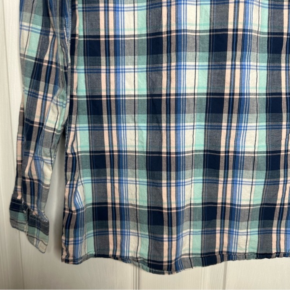 Old Navy Button-Up Shirt Plaid Blue and, Green, & Pink Size Extra Large - Picture 13 of 16